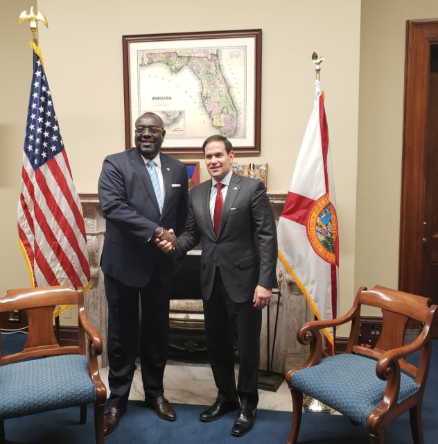 Haitian foreign minister Bocchit Edmond with US Senator Marco Rubio (R-FL).