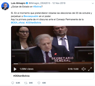 Luis Almagro's controversial tweet.